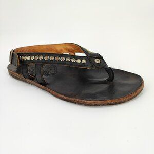 Fiorentini + Baker Women's Size 6.5 US Genuine Leather Black Flat Sandals Casual